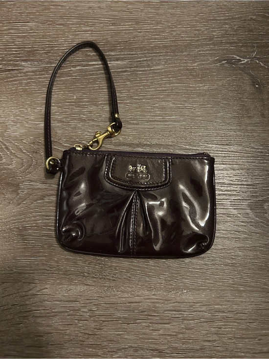 Coach Handbags - Coach Patent Wristlet in Dark Purple with Gold Hardware Accent